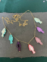 Load image into Gallery viewer, Reversible Czech Glass Fish Necklace, 31”