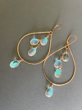 Load image into Gallery viewer, Fire Moonstone Double Decker Hoops, 14k rose gold filled