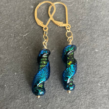 Load image into Gallery viewer, Dichroic Night Sky Murano Glass Dangle Earrings, Metal options