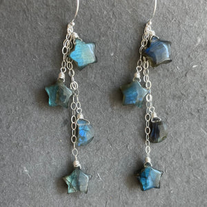 LABRADORITE Stars and Moon Earrings