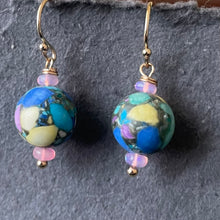 Load image into Gallery viewer, Jasper and Opal Round Earrings, OOAK
