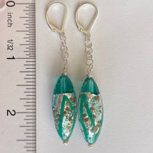 Load image into Gallery viewer, Tantalizing Teal Sommerso Murano Glass Dangle Earrings, OOAK