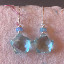 Load image into Gallery viewer, Blue Quartz and Opal Star Earrings, metal choices