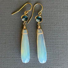 Load image into Gallery viewer, Opalite Quartz Bezeled Dangle Earrings