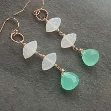 Load image into Gallery viewer, Cloud Dancer PantoneTM Color of the Year 2026 Druzy Aqua Chalcedony Earrings, metal and earwire options, limited quantity