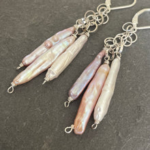 Load image into Gallery viewer, Japanese Biwa Freshwater Pearl Dangle Earrings, OOAK