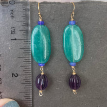 Load image into Gallery viewer, Smooth Amazonite, Opal, Amethyst Earrings, Metal options