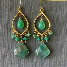 Load image into Gallery viewer, Rare Aquaprase, Chrysoprase and Opal Earrings, OOAK