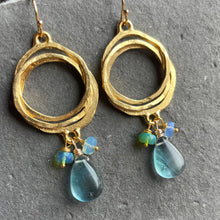 Load image into Gallery viewer, Multi Hoop Fluorite and Opal Earrings, OOAK