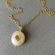 Load image into Gallery viewer, Freshwater Pearl and Peridot Inlay Necklace, OOAK