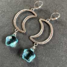 Load image into Gallery viewer, Open Moon and Stars Earrings