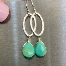 Load image into Gallery viewer, Turquoise Oval Hoop Dangle Earrings, OOAK