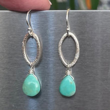 Load image into Gallery viewer, Turquoise Oval Hoop Dangle Earrings, OOAK