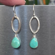 Turquoise Oval Hoop Dangle Earrings, OOAK