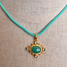 Load image into Gallery viewer, Amazonite and Blue Topaz Pendant Necklace, Aqua Cord