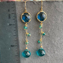 Load image into Gallery viewer, Paraiba and London Blue Dangle Earrings