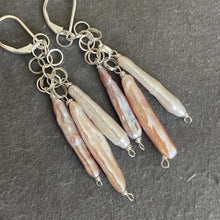Load image into Gallery viewer, Japanese Biwa Freshwater Pearl Dangle Earrings, OOAK