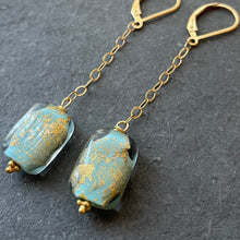 Load image into Gallery viewer, Calm Waters Turquoise and Gold Murano Glass Earrings