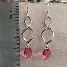 Load image into Gallery viewer, Twirly Girl Pink Tourmaline Quartz Earrings