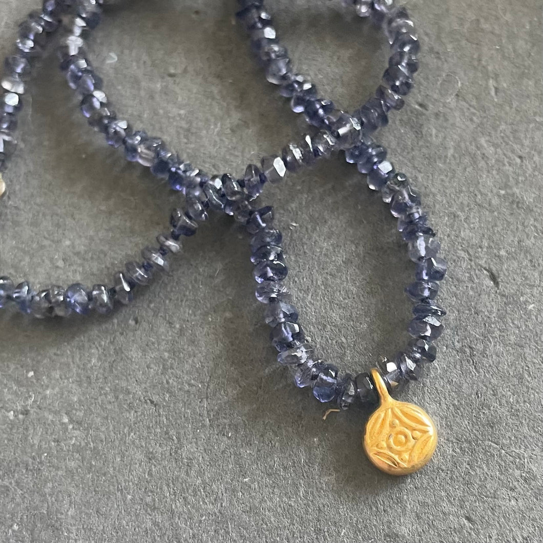 Iolite Nugget Necklace, Estate Jewelry