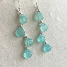 Load image into Gallery viewer, Aqua Chalcedony Shell Dangle Earrings