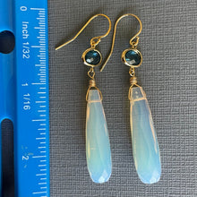 Load image into Gallery viewer, Opalite Quartz Bezeled Dangle Earrings