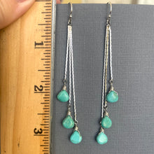Load image into Gallery viewer, Turquoise Silver Tassel Earrings, Trio, OOAK