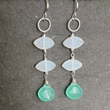 Load image into Gallery viewer, Cloud Dancer PantoneTM Color of the Year 2026 Druzy Aqua Chalcedony Earrings, metal and earwire options, limited quantity