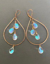 Load image into Gallery viewer, Fire Moonstone Double Decker Hoops, 14k rose gold filled