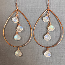 Load image into Gallery viewer, Rainbow Moonstone Hoops, Rose Gold
