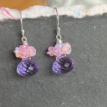 Load image into Gallery viewer, Opal and Lavender Quartz Cluster Earrings