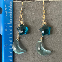 Load image into Gallery viewer, Crescent Moon and Star Earrings