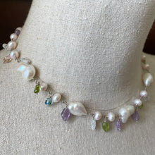 Load image into Gallery viewer, Vintage Estate Baroque Pearl Necklace, Amethyst, Peridot Carved Leaves