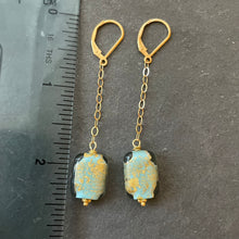 Load image into Gallery viewer, Calm Waters Turquoise and Gold Murano Glass Earrings