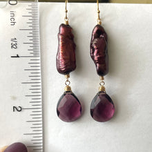 Load image into Gallery viewer, Biwa Plum Pearl and Quartz Earrings, OOAK