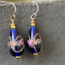 Load image into Gallery viewer, Vintage Wedding Cake Cobalt Teardrop Earrings