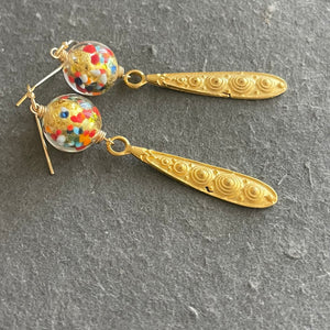 Klimt Inspired Golden Dangle Earrings