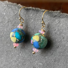 Load image into Gallery viewer, Jasper and Opal Round Earrings, OOAK