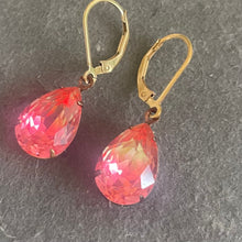 Load image into Gallery viewer, PEACHY Pink and Yellow Leverback Dangles, Mixed Metals