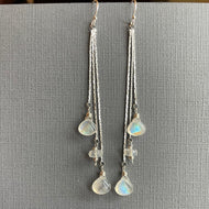 Moonstone Tassel Trio Earrings