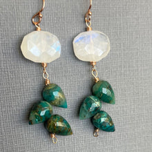 Load image into Gallery viewer, Chrysocolla and Moonstone Rose Gold Earrings, OOAK