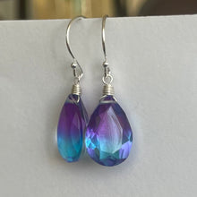 Load image into Gallery viewer, Sparkling Violet to Paraiba PEAR cut Doublet Dangles, metal and earwire options available, Vibrant
