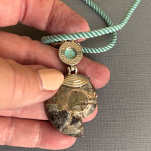 Load image into Gallery viewer, Ammonite Fossil and  Howlite Earrings OOAK