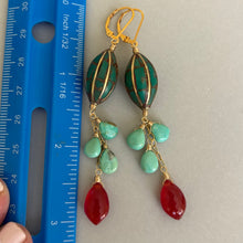 Load image into Gallery viewer, Natural Turquoise Artisan Dangles, Marquise Carnelian, OOAK