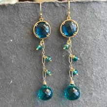 Load image into Gallery viewer, Paraiba and London Blue Dangle Earrings