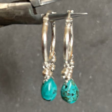 Load image into Gallery viewer, Natural Turquoise Sterling Silver Earrings, OOAK