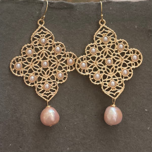 Edison Pearl Chandelier Earrings, OOAK