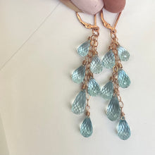 Load image into Gallery viewer, More Cowbell Natural Blue Topaz Trio Earrings, Metal Options, 6 stone