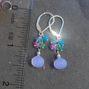 Lavender Quartz Onion and Opal Cascade Earrings