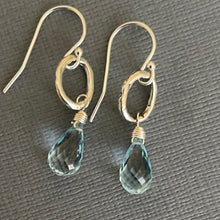 Load image into Gallery viewer, Natural Blue Topaz Artisan Mini Hoop Earrings